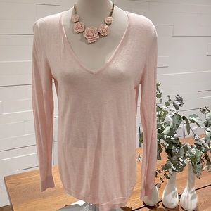 (2/$15) XL RW&CO. Light Pink long Sleeve V-neck Sweater with back zipper